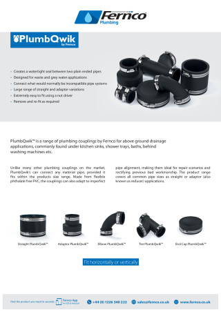 Fernco PlumbQwik Range datasheet 1