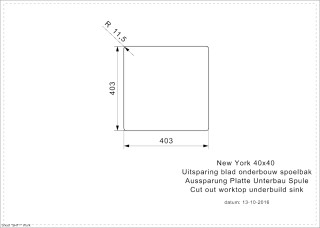 New York 40x40 Undermount Cut Out