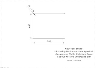 New York 50x40 Undermount Cut Out